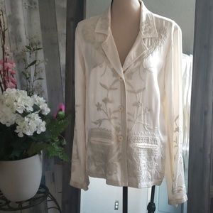 Nwt Johnny Was embroidered Satin blazer  M